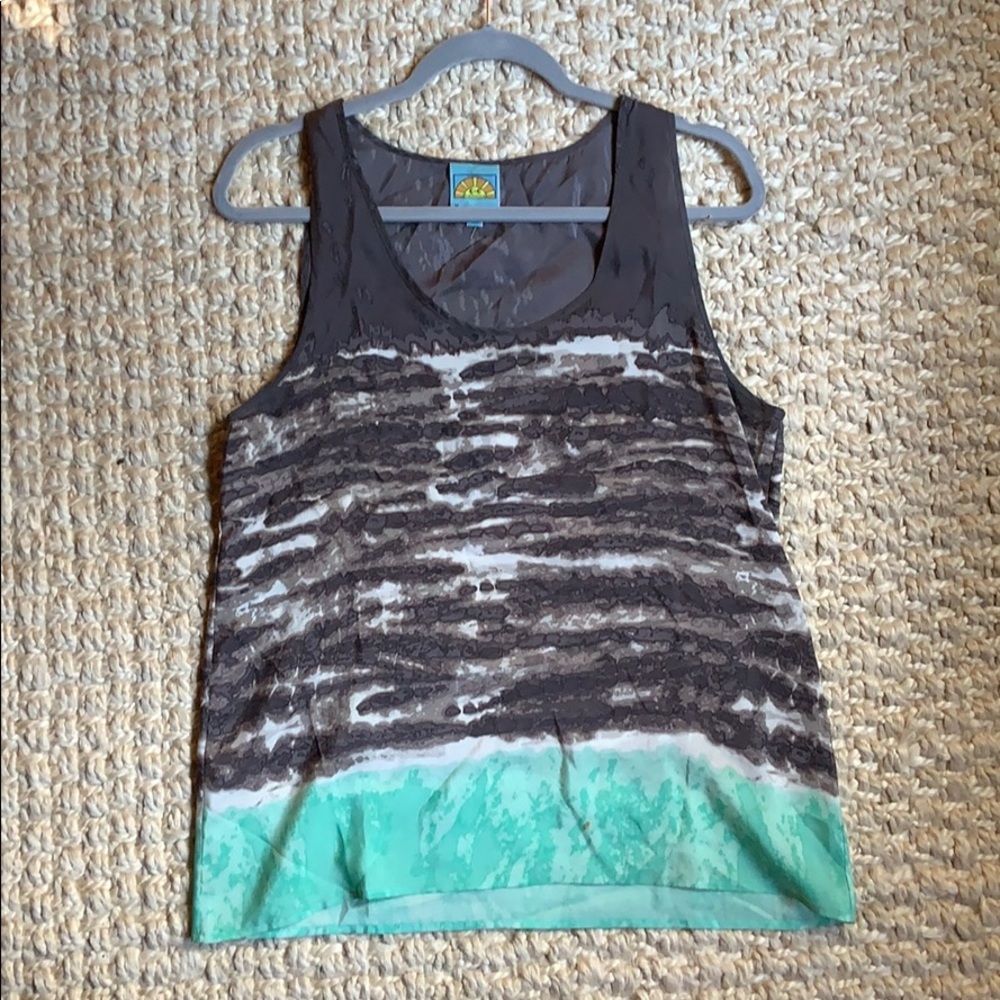 C&C California 100% Silk Tie-Dye Tank Top